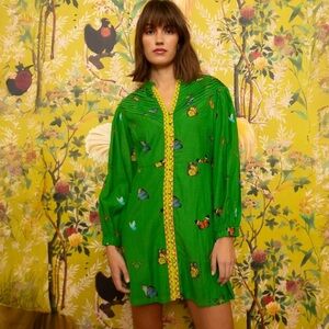 ANNA CATE COLLECTION Skylar Pleated Chest Sleeve Mini Dress Butterfly Size Small